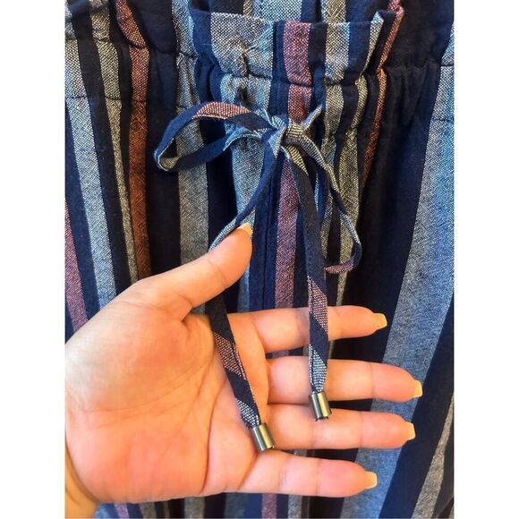 NWT Splendid Linen Blend Wide-leg Jumpsuit Sz M Striped sleeveless stretch waist - Picture 9 of 13